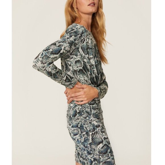 ALEXIA ADMOR Ruched Python Print Dress Size XS - Picture 2 of 10